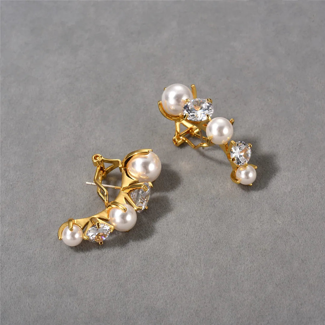 Pearl Diamond Gold Ear Cuff