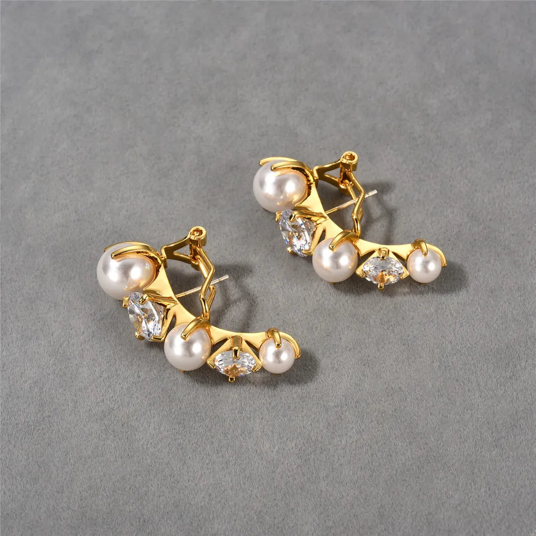 Pearl Diamond Gold Ear Cuff