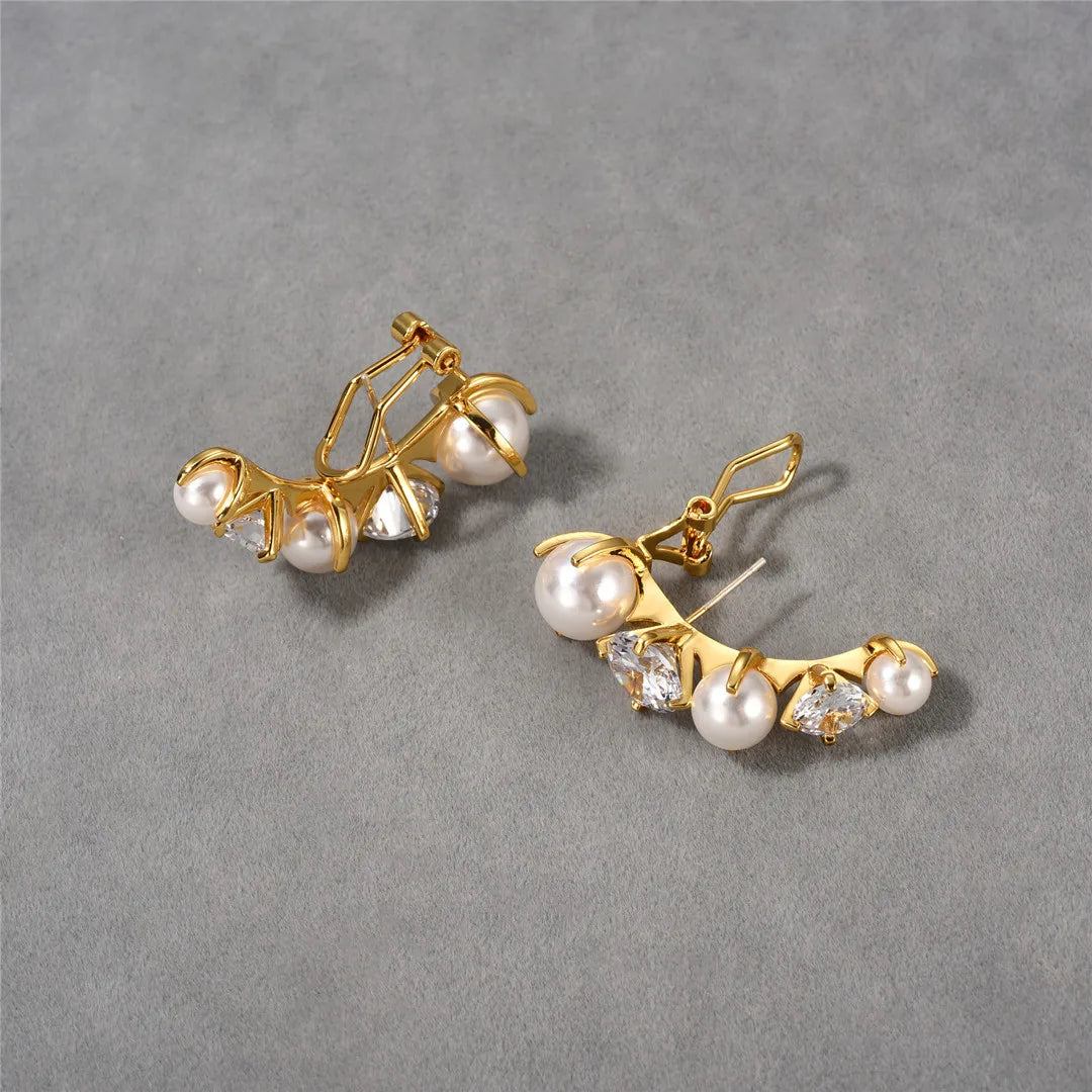 Pearl Diamond Gold Ear Cuff